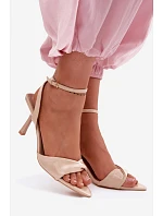 Dámské sandály na podpatku z eko kůže béžové Sedira