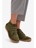 Dámské kožené polobotky s prošitím na zip Artiker – zelené