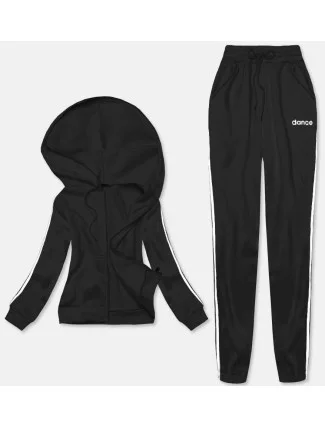 Černý dámský komplet - krátká mikina a kalhoty (YP-1107) Černý dámský komplet - krátká mikina a kalhoty (YP-1107)