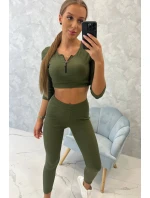 Pruhovaný krátký khaki set Pruhovaný krátký khaki set