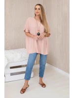 Oversized halenka s přívěskem tmavě pudrově růžová Oversized halenka s přívěskem tmavě pudrově růžová