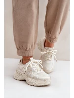 Dámské Tenisky S Odrbanými Na Platformě Béžové Seladwen