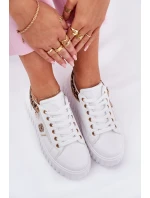 Dámské Sportovní Boty Na Platformě Z Eko Kůže Panther Bílé Velionna