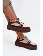 Dámské sneakersy na platformě Big Star SS274356 leopardí hnědo-bežové