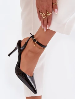 Lakované lodičky s odhalenou patou černé Laretta