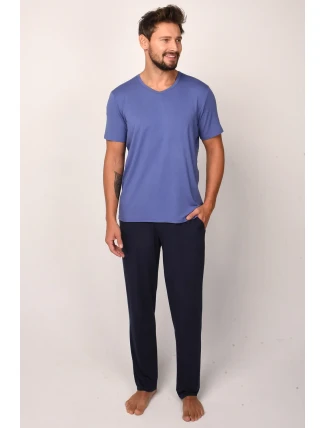 Italská móda Dallas c.r. dlouhá barva:modrá/šedá