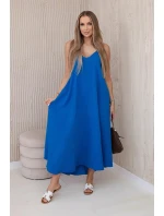 Mušelínové šaty na ramínka chrpově modrá
