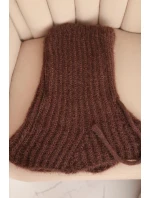 Dámská čepice s kapucí a jemným pletením s tkaničkami hnědá