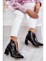 Kožené holínky na sloupku Maciejka Černe 05262-01