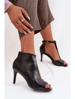Dámské sandály na podpatku Černé Helira