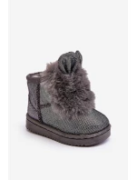 Dětské zimní boty s kožešinovou výplní a ušima šedé Betty