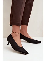 Černé semišové lodičky s kitten heel Nuretta