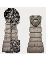 Béžová hrubší oboustranná vesta s panteřím vzorem a s odepínací kapucí (T5-2602#-62) Béžová hrubší oboustranná vesta s panteřím vzorem a s odepínací kapucí (T5-2602#-62)