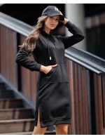Černé dámské casual šaty s kapucí (523) Černé dámské casual šaty s kapucí (523)