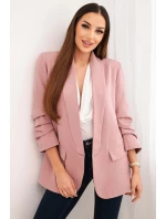 Elegantní sako s klopami tmavě růžové