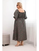 Dámská sukni Plus Size s výstřihem na šňůrky a elastickým pasem khaki