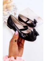 Dziecięce Wsuwane Czarne Balerinki Jelly