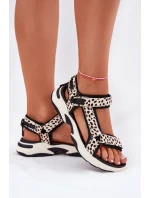 Dámské sandály na suchý zip D.Franklin Černo-Bežové DFSH406002