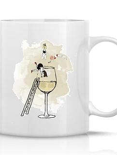 SKOK DO VÍNA - klasický bílý keramický hrníček 300 ml