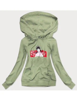 Zelená dámská sportovní mikina s kapucí (N4596) Zelená dámská sportovní mikina s kapucí (N4596)