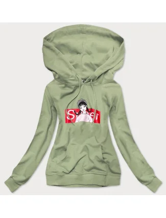 Zelená dámská sportovní mikina s kapucí (N4596)