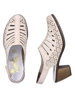 Kožené sandály na podpatku Rieker W RKR49B beige