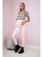 Těhotenské kalhoty, barevné džínovina pudrově růžová