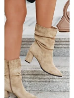 Dámské kotníkové boty na podpatku s mačkáním vyhřívané béžové Amelise Dámské kotníkové boty na podpatku s mačkáním vyhřívané béžové Amelise