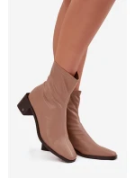 Dámské kotníkové boty na podpatku Vinceza 23-10791 Béžové