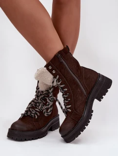 Dámské trapery z eko kůže – čokoládové Bellora