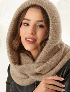 Dámská komínová šála s kapucí 48-495 béžová -  AJS