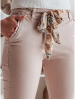 Dámské látkové chinos kalhoty s páskem ROSSALI světle růžové FashionStreet UY2530