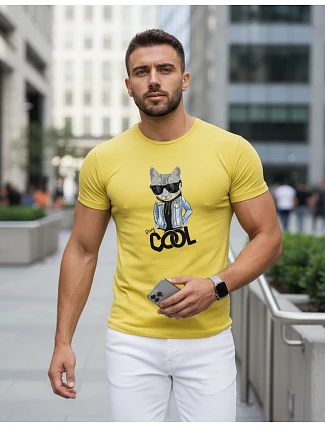 Pánské tričko Stay COOL s potiskem žlutá FashionStreet NX5018R