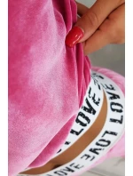 Velurová souprava s kapucí fuchsiová