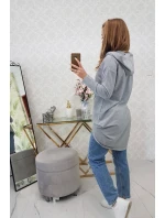 Mikina s kapucí s dlouhými zády šedá Mikina s kapucí s dlouhými zády šedá