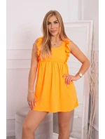 Šaty s volánky na bocích oranžové neonové