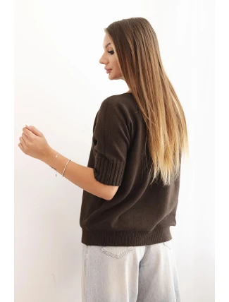 Dámský svetr z viskózy s krátkým rukávem hnědý Dámský svetr z viskózy s krátkým rukávem hnědý