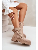 Zateplené dámské boty se sponami béžové Tiaeliana