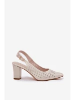 Dírové Sandály S Špičatými Špičkami Na Podpatku Sergio Leone SK163 Perlové