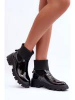 Dámské lesklé boty s kotníkem černé Pavo Dámské lesklé boty s kotníkem černé Pavo