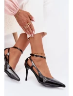 Dámské lakované lodičky z eko kůže - černé Fionnel