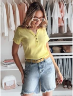 Dámská žebrovaná halenka KISS LOOK žlutá FashionStreet RY2839