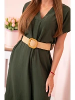Šaty s ozdobným páskem khaki
