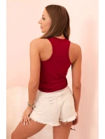 Dámská tílko z bavlny s kulatým výstřihem bordová