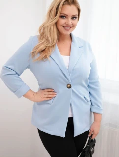 Dámská móda z viskózy Plus Size s dlouhým rukávem a límcem modrá