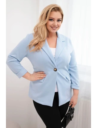 Dámská móda z viskózy Plus Size s dlouhým rukávem a límcem modrá