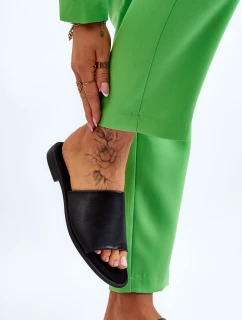 Dámské kožené hladké pantofle černe Cerise