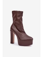 Boty Na Vysokém Podpatku A Platformě Tmavě Hnědé Tennira