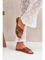 Kožené Dámské Pantofle Lewski Shoes 3682 Camel