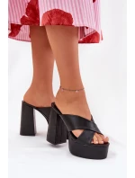 Dámské Pantofle Na Platformě A Podpatku Černé Lenobos